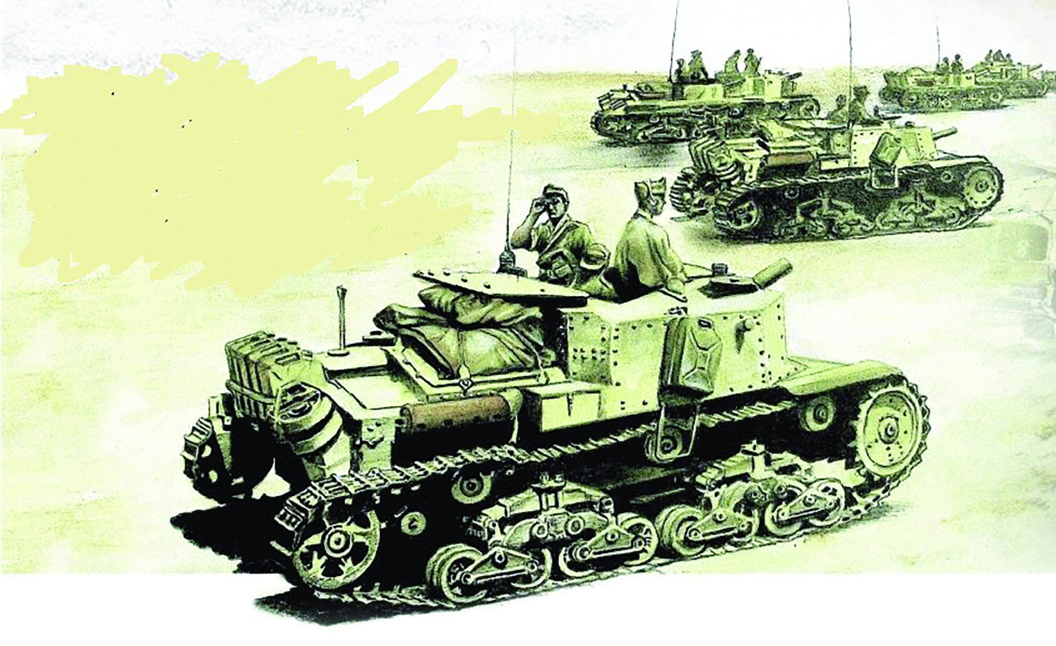 Blindés de la division italienne Ariete. (Illustration Jean-Louis Saquet).