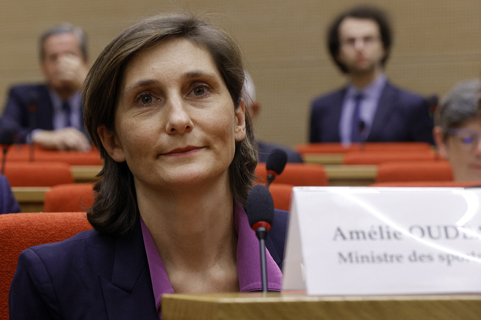 Photo : La nouvelle ministre des Sports et des JO Amélie Oudéa-Castéra. ((Photo : Geoffroy VAN DER HASSELT / AFP).