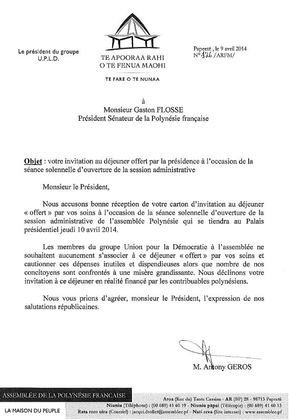 Séance solennelle de l'Assemblée: l'UPLD refuse l'invitation à déjeuner offerte par la Présidence