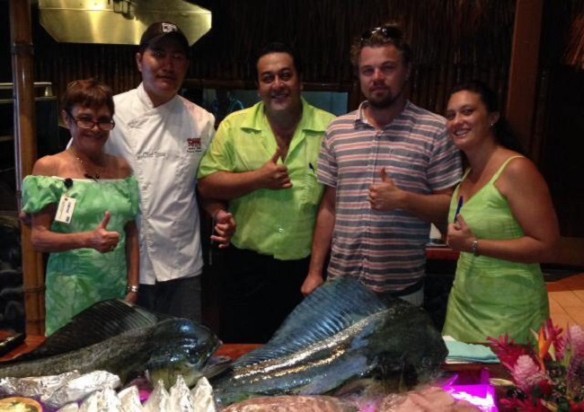 Leonardo Di Caprio en vacances à Bora Bora.