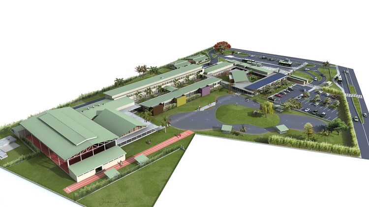 Une projection de ce que sera le collège de Teva i Uta selon une esquisse des architectes Pascal Beaudet et Eric Régaud.