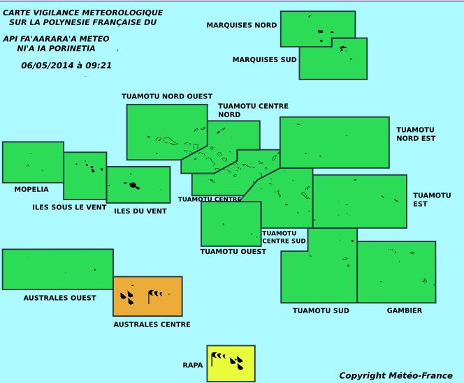 Météo: Alerte orange sur les Australes, avis de fortes pluies en cours