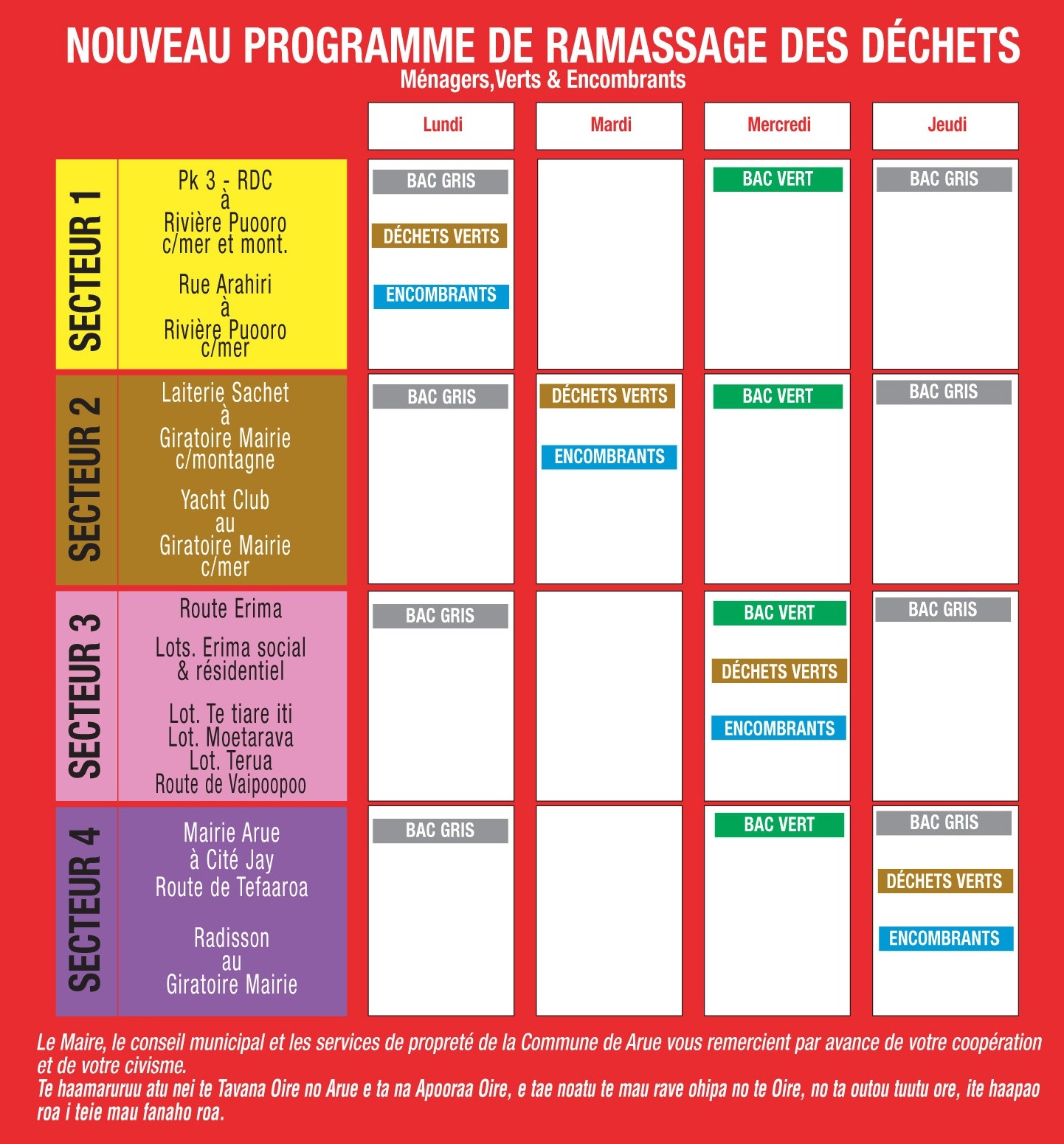 Jour férié et ramassage des déchets à Arue