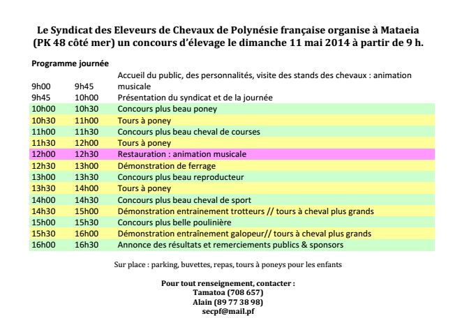 Premier concours d'élevage équin dimanche à Mataiea