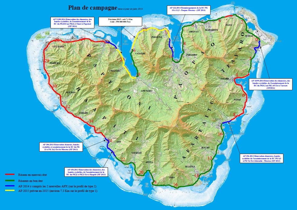 La carte des travaux prévus à Moorea.