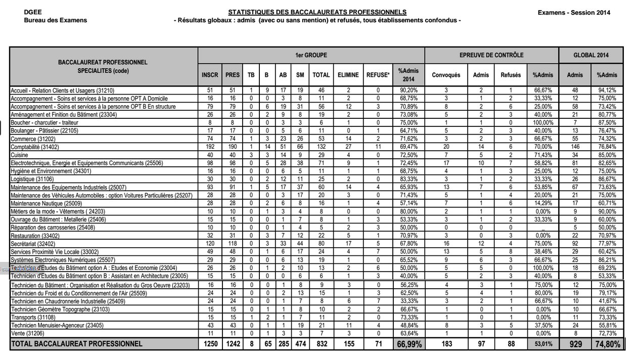 Les résultats finaux du bac et du DNB : bon cru pour la promo 2014