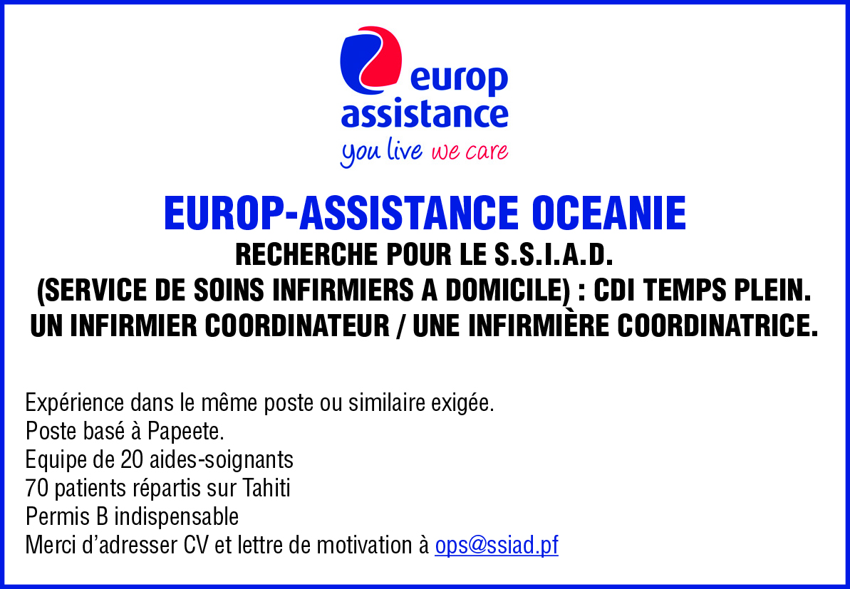 EUROP-ASSISTANCE recherche pour le S.S.I.A.D. un(e) Infirmier(e) Coordinateur(trice) en CDI
