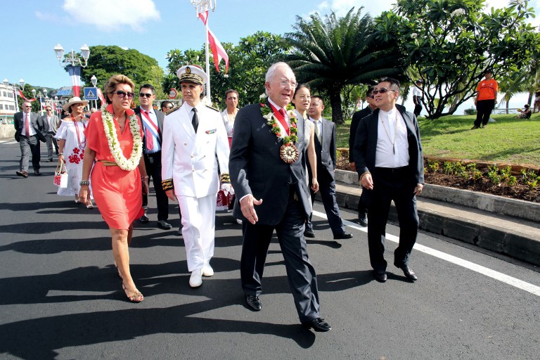 Gaston Flosse, le 29 juin 2014 lors des festivités pour les 30 ans de l'autonomie interne (Ph. G. Boissy AFP)