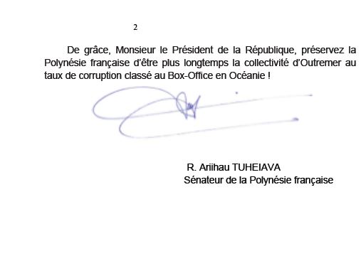 Le sénateur Tuheiava répond au Tahoeraa