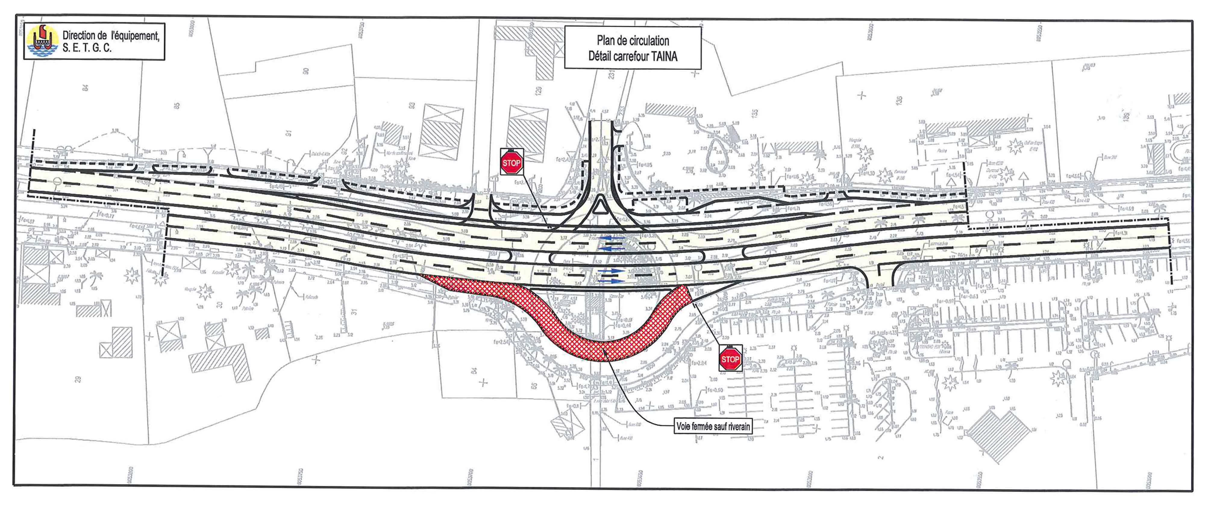 Aménagement du carrefour TAINA en 2x2 voies: Modification de la circulation du 20 au 22 août