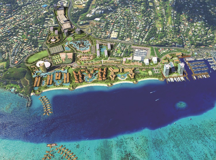 Le projet d'aménagement du Tahiti Mahana Beach prévoit la création d'un remblai de 18 hectares en bordure littorale où seront construits les hôtels. Les concepteurs du projet hawaiien assurent que ce remblai permettra de retrouver la ligne de côte d'avant 1955, avant que des extractions aient lieu à Outumaoro afin de construire l'aéroport de Tahiti Faa'a puis que cette même zone soit en partie remblayée lors de la construction de la RDO. Un littoral qui a beaucoup évolué au cours des dernières décennies.