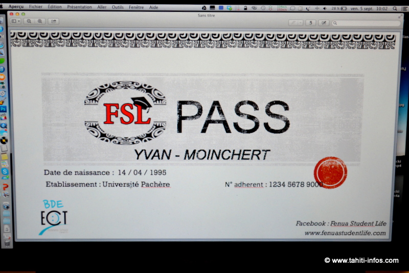 Le design de la carte Tahiti Student Life