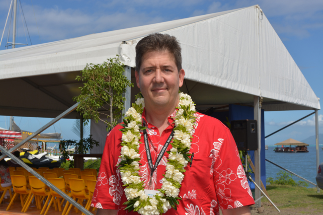 Paul Sloan, directeur général du GIE Tahiti Tourisme depuis le 31 juillet dernier sur la 13e édition du salon du tourisme à Faa'a, le vendredi 5 septembre.