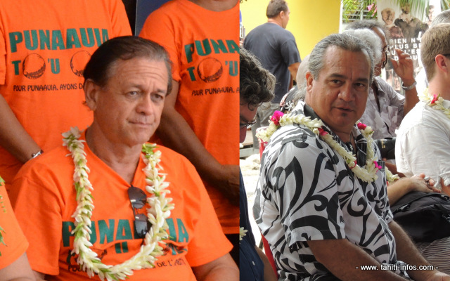Heremoana Maamaatuaiahutapu (Culture, Environnement, Communication) et Patrick Howell (Santé et Solidarité), deux nouveaux ministres d'Edouard Fritch frappés d'incompatibilité avec leurs fonctions précédentes.