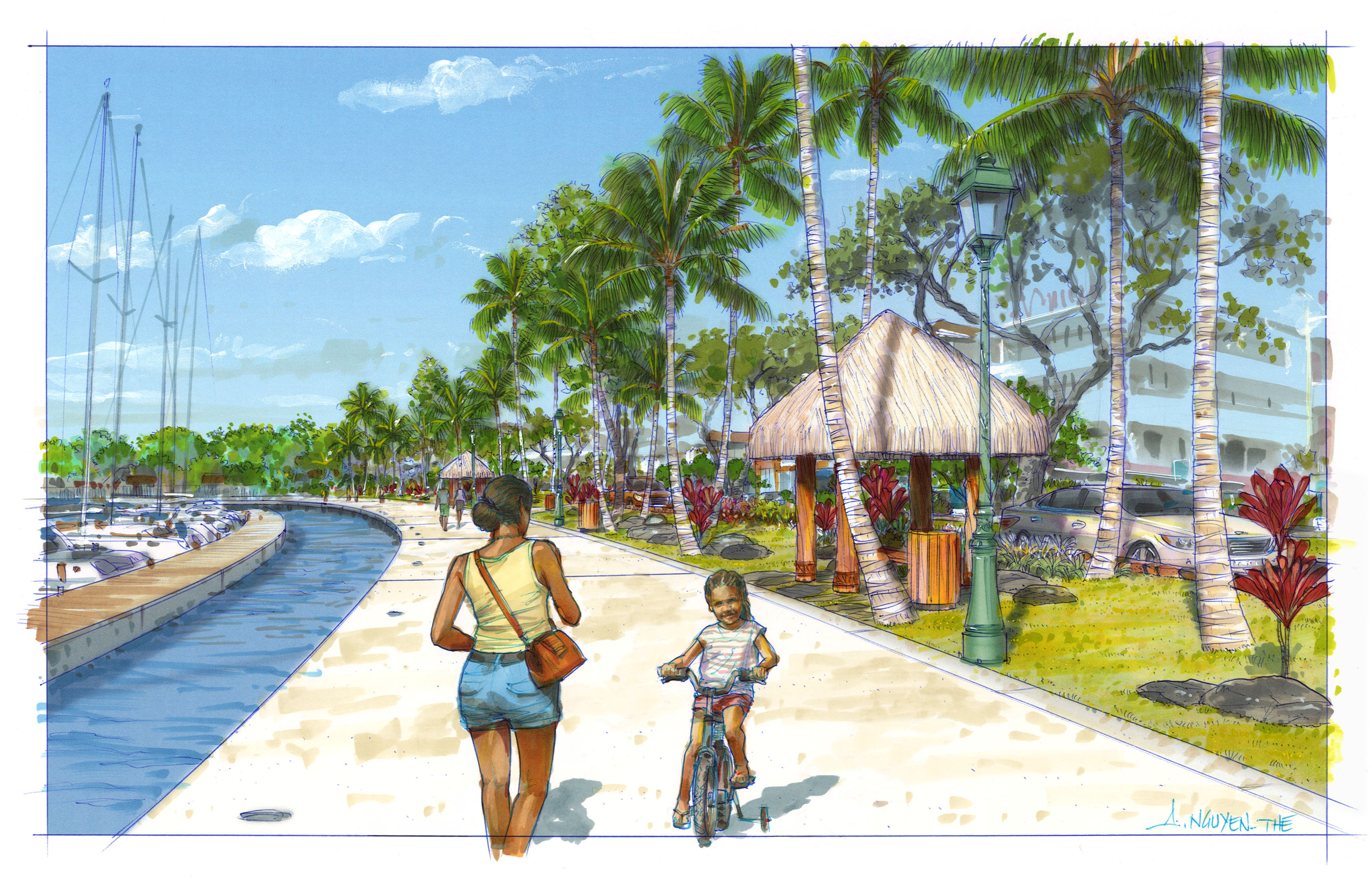 L’aménagement de la nouvelle marina va ouvrir une nouvelle promenade de 700 mètres de long, entre mer et eau, du rond-point Jacques Chirac au parking du quai des ferries.