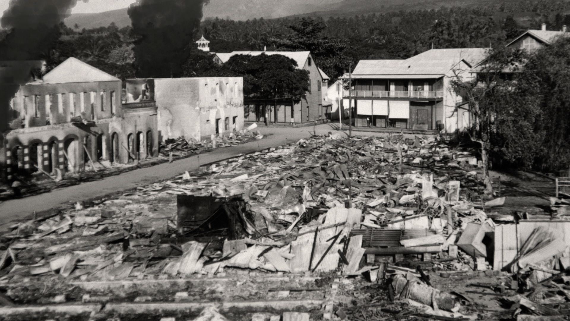 Le bombardement de Papeete (crédit : archives de la mairie de Papeete)