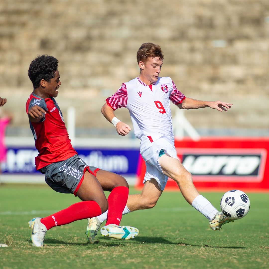 L'attaquant des Tama 'Ura, Titouan Guillemant, a inscrit le but de l'égalisation à la demi-heure de jeu face à la Calédonie. (photo : OFC Media)