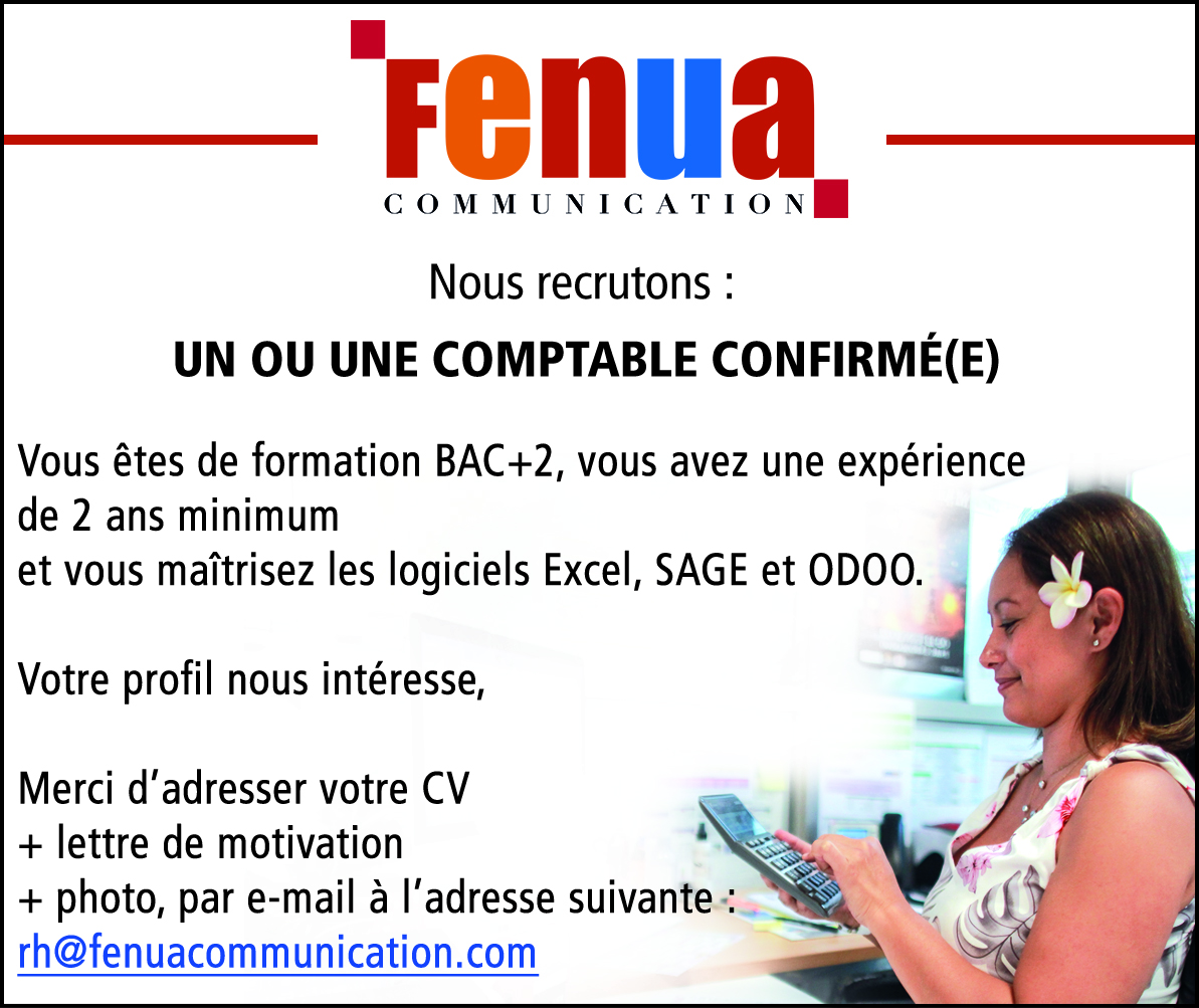 Fenua Communication recrute un(e) Comptable confirmé(e)