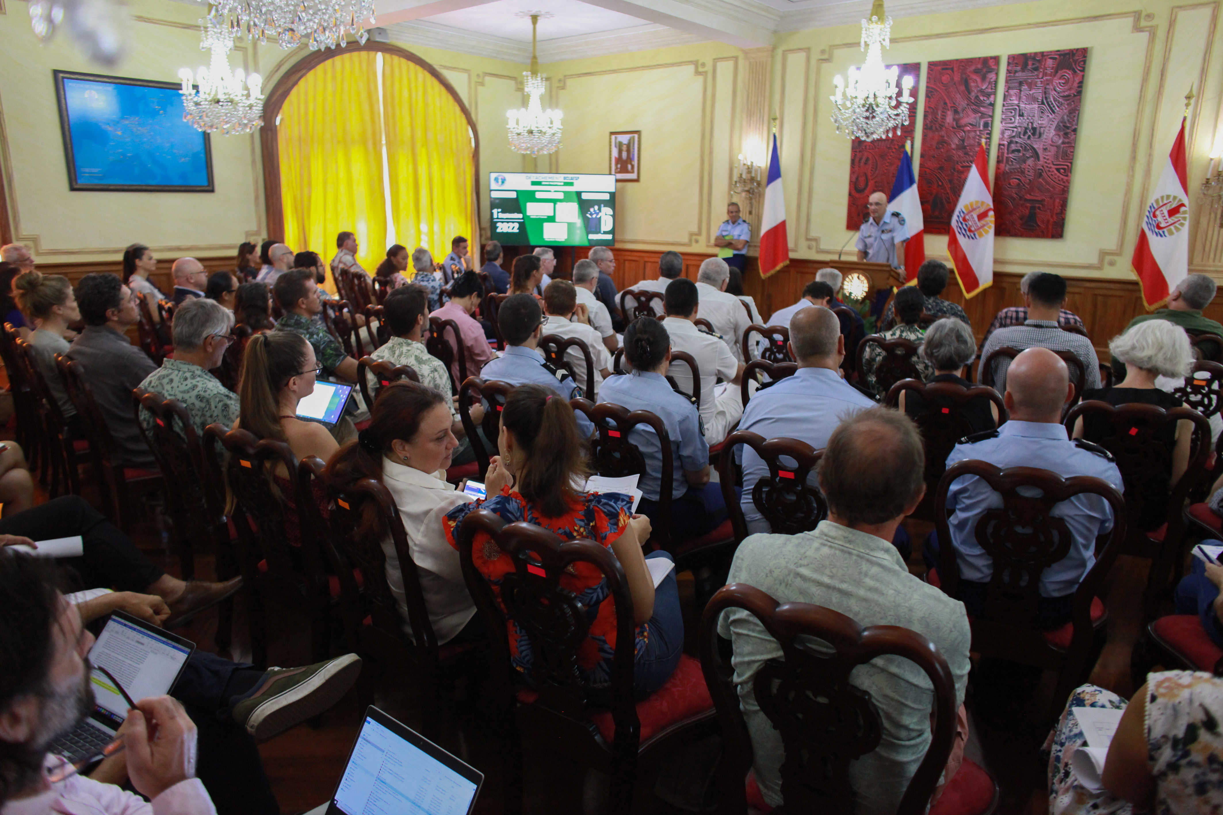 Conférence pour l'environnement à la présidence lundi matin. Crédit photo : Greg Boissy