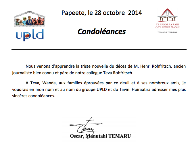 Décès de Monsieur Henri Rohfritsch