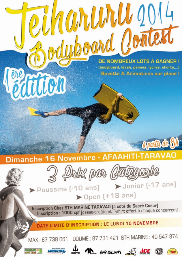 Venez nombreux participer à la Taiharuru Bodyboard Contest, 1ère édition !!
