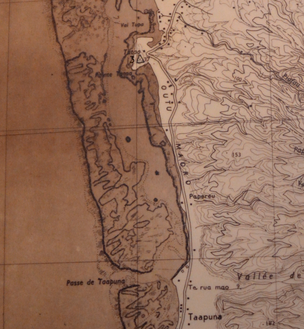 La zone d'Outumaoro sur une carte originale de 1955