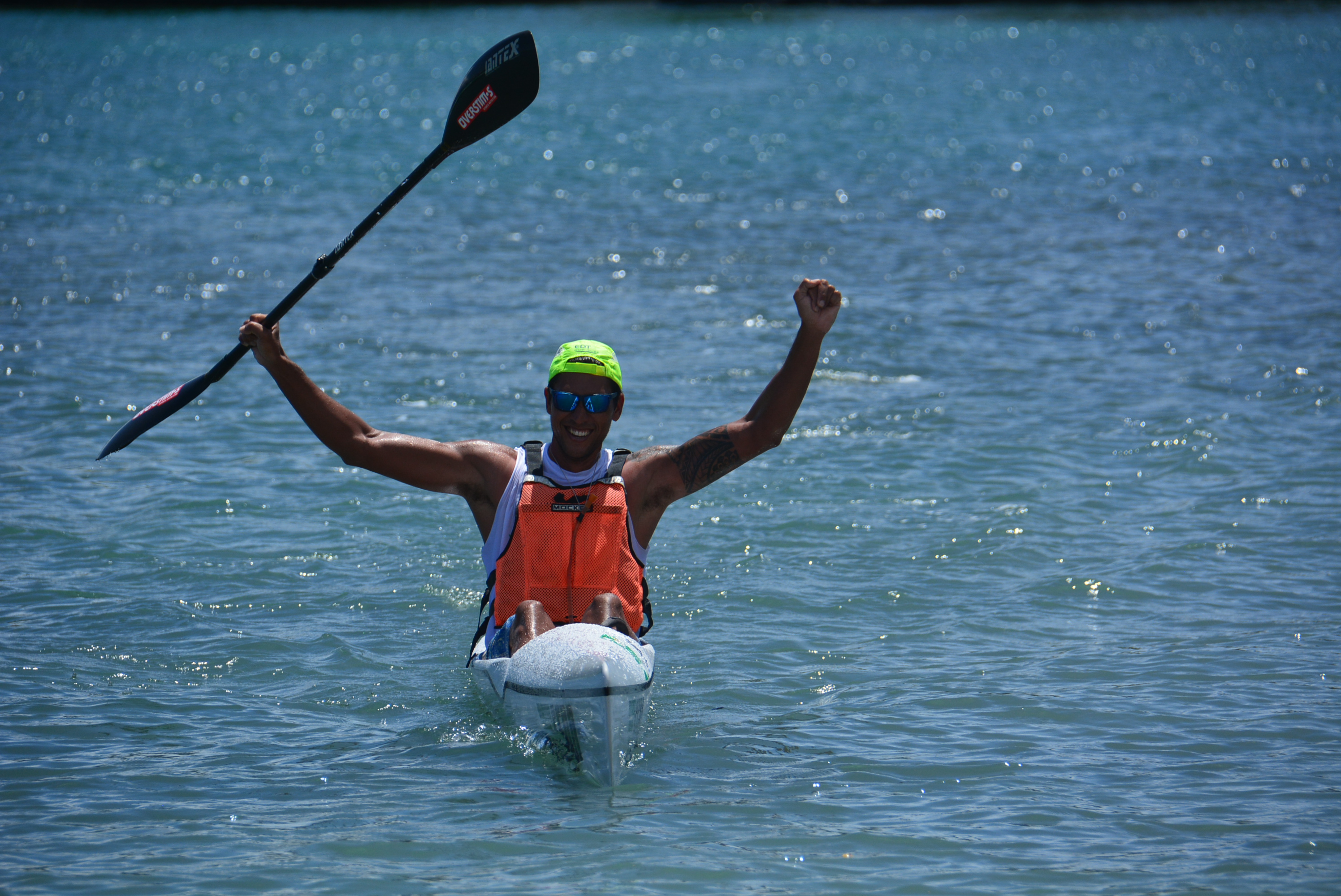 En kayak, Jonathan Savigny, de retour à la compétition après un peu plus de trois ans d'absence, a été le plus costaud samedi entre Taaone et le parc Vairai.