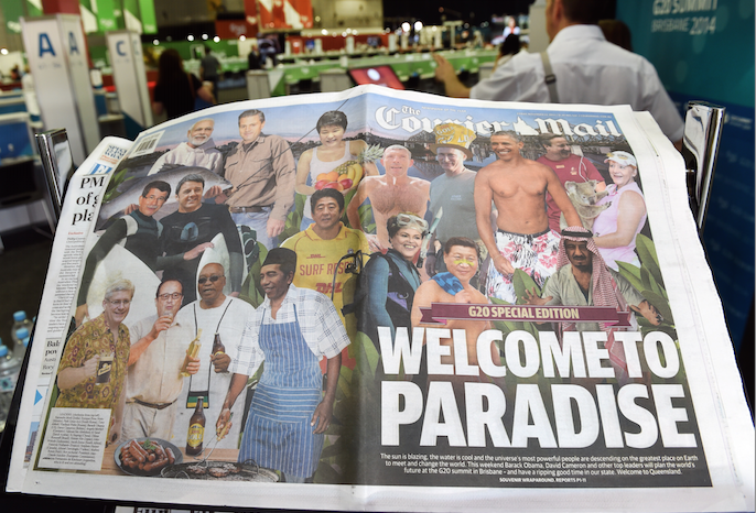 Barbecue, bières, koalas pour Hollande, Merkel et Cie à la une d'un tabloïd australien
