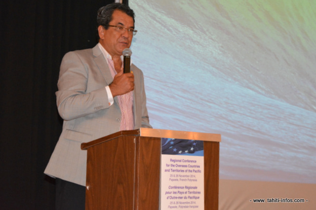 Edouard Fritch, le président de Polynésie française à l'ouverture de la conférence de coopération des PTOM du Pacifique.