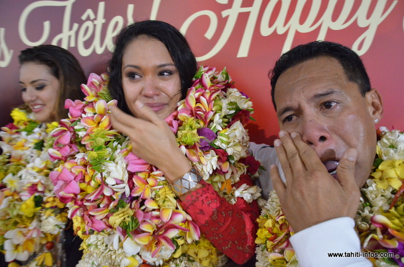 Clément Taputu et sa fille, Hinarere, Miss Tahiti 2014 et 1ere dauphine de Miss France 2015