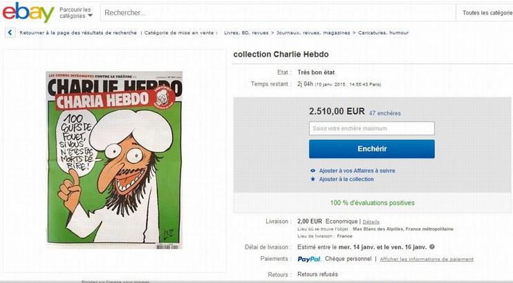 Les offres de numéros de Charlie Hebdo fleurissent sur internet