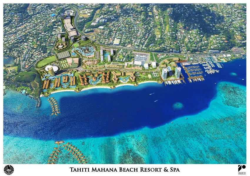 L'aménagement du Tahiti Mahana Beach tel qu'imaginé par les concepteurs hawaiiens du Group 70 International en juillet 2014.