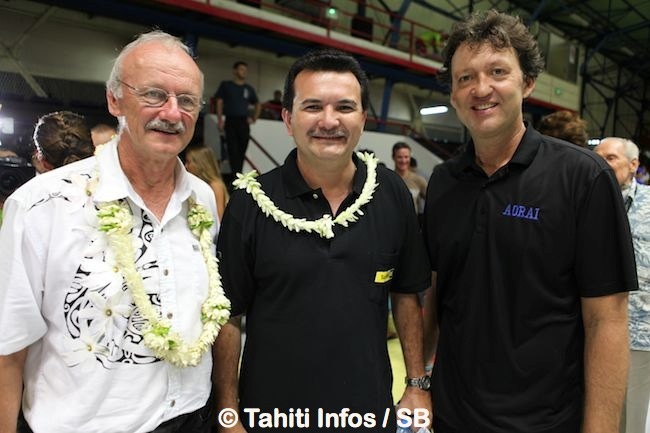 Michel Lextreyt, Mr René Temeharo Ministre des sports et Georgy Adams