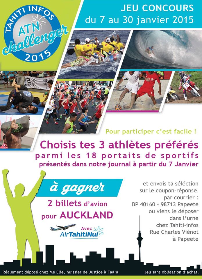 Tahiti Infos ATN Challenger: Plus que quelques jour pour désigner tes athlètes préférés!