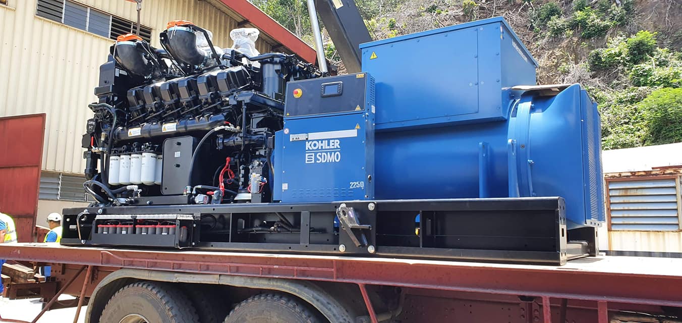 Le tout nouveau groupe électrogène de 17 tonnes et de 2 500 kVA a été réceptionné en novembre 2020 ©Commune de Uturoa