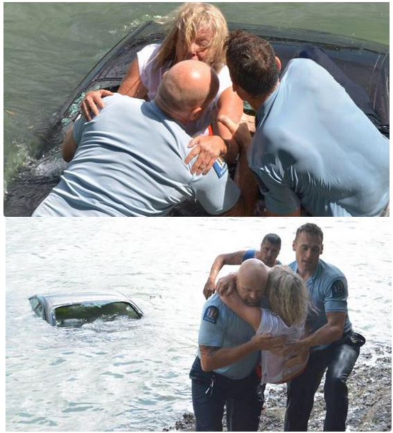 Nouvelle-Zélande: Deux policiers sauvent in extremis une automobiliste de la noyade (Vidéo)