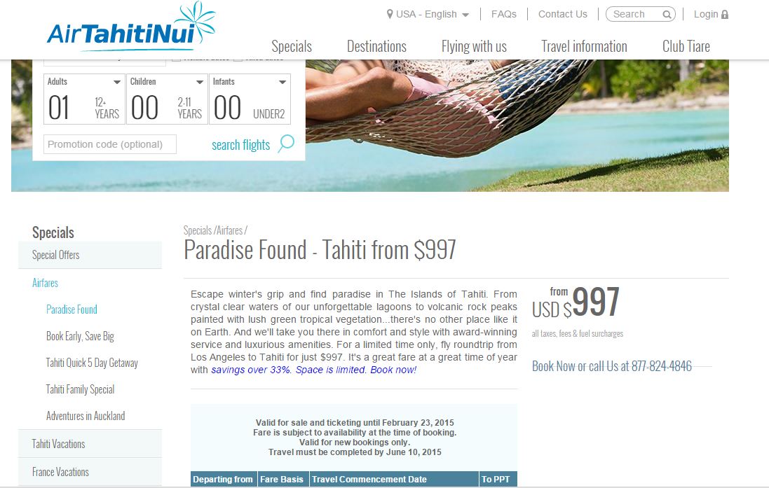 Une offre alléchante réservée aux voyageurs qui veulent venir en Polynésie française.