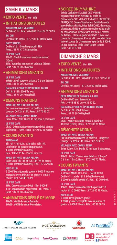 Tahiti Pearl Beach: Au programme du salon de la femme 