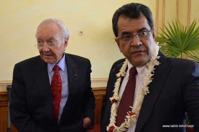 Gaston Flosse et Edouard Fritch, le 17 mai 2013 au lendemain des élections territoriales