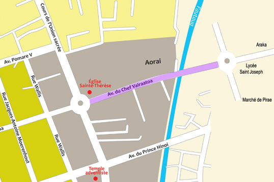 Réglementation de la circulation : Avenue du chef Vairaatoa, entre les ronds-points de Sainte Thérèse et de Araka