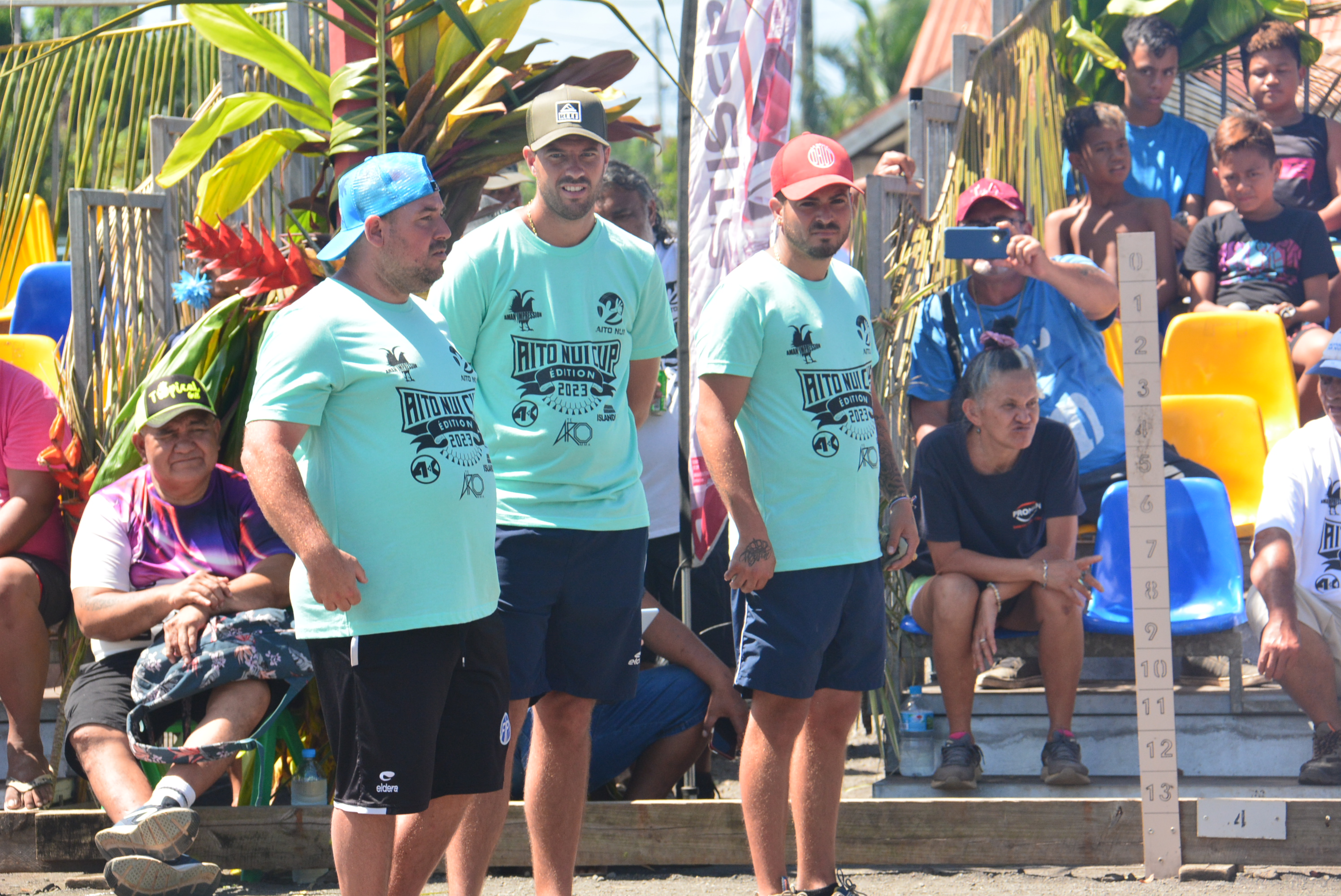 Les guest stars de cette 2e édition de la 'Aito Nui Cup, (de gauche à droite) Stéphane Robineau, Dylan Rocher et Mickaël Bonetto.