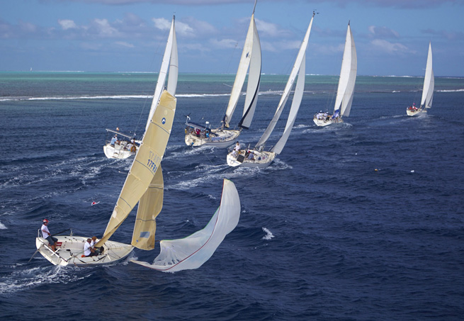 Pendant la Tahiti Pearl Regatta 2014 (Photo Bertrand Duquenne)