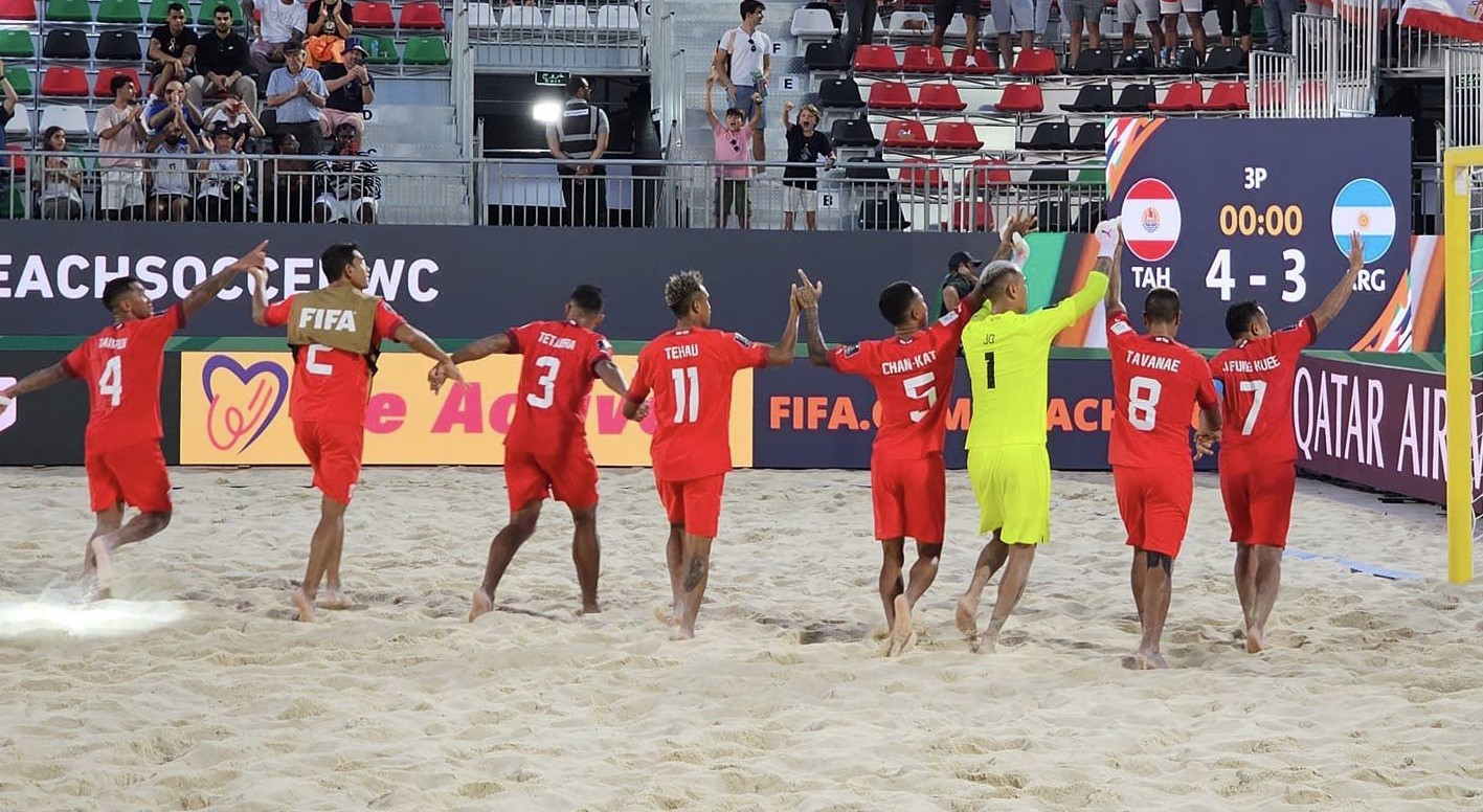 Les tiki Toa ont vécu un début et une fin de match difficile contre l’Argentine, mais ils ont démarré le Mondial par une victoire (4-3) et c’était bien là l’essentiel. (Photo : TNTV)
