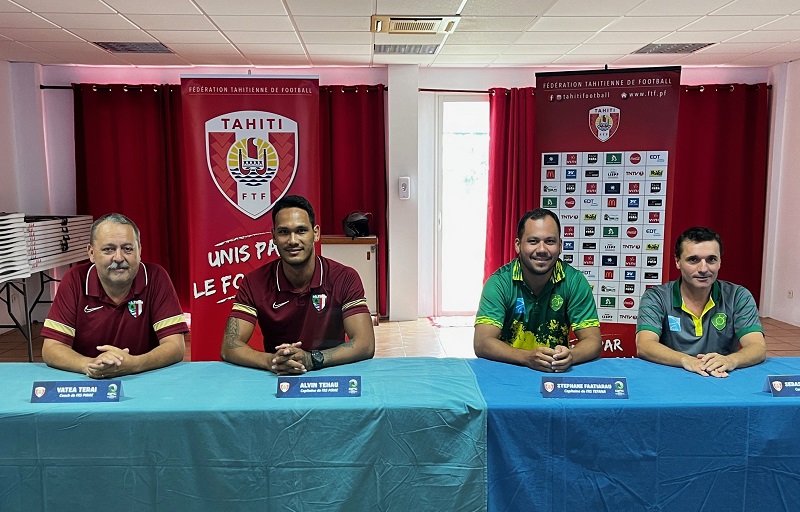 Entraîneurs et joueurs, Vatea Terai et Alvin Tehau côté Pirae (à gauche) et Sébastien Labayen et Stéphane Faatiarau (à droite) pour Tefana ont évoqué leur confiance mais teinté de prudence.