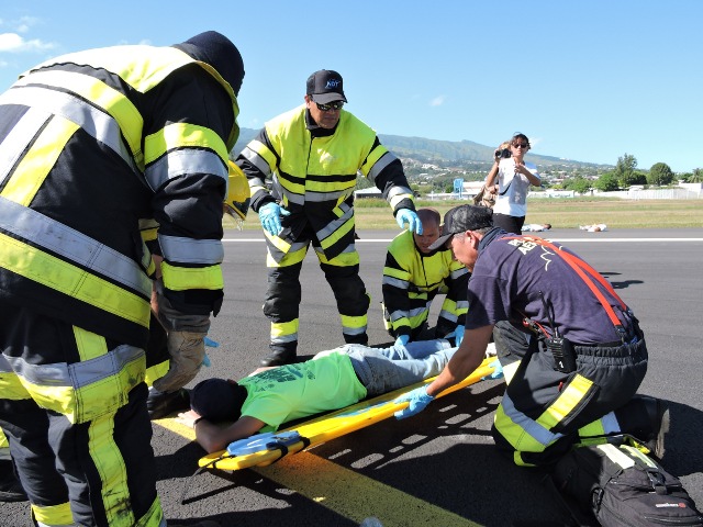 Les secours mobilisés après le crash d'un Boeing 777 (exercice)