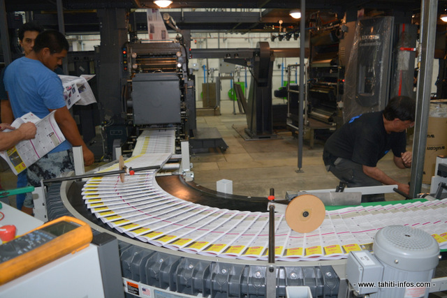 La rotative va produire quotidiennement le journal Tahiti Infos à raison de 16 000 exemplaires, tirés en quatre heures maximum. Mais aussi le magazine télé Fenua TV de 56 pages par semaine, l'hebdomadaire d'informations Tahiti Pacifique, un mensuel féminin.