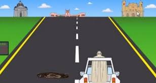 Au volant de la papamobile, le pape héros du jeu vidéo "Papa Road"