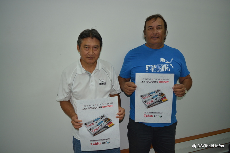 Joël Degage, le président de la Fédération polynésienne de pétanque (à droite), et Richard Vongue, le secrétaire, se disent très confiants après la signature de ce nouveau partenariat avec Tahiti Infos.