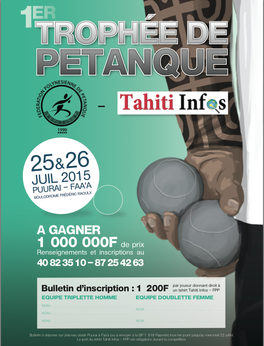 Le 1er trophée de pétanque FPP-Tahiti Infos est né 
