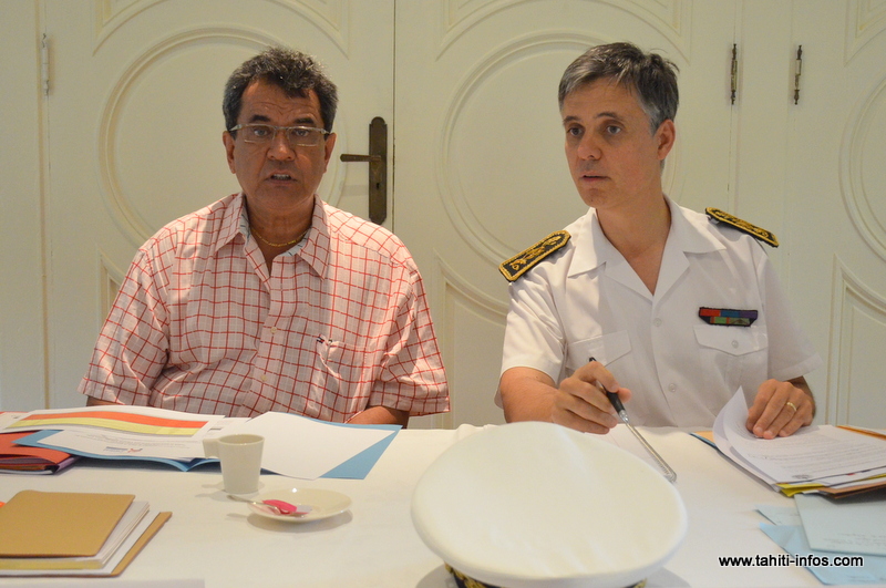 Edouard Fritch et Lionel Beffre, lundi 13 juillet à Papeete lors du comité de pilotage du contrat de projets Etat-Pays-communes